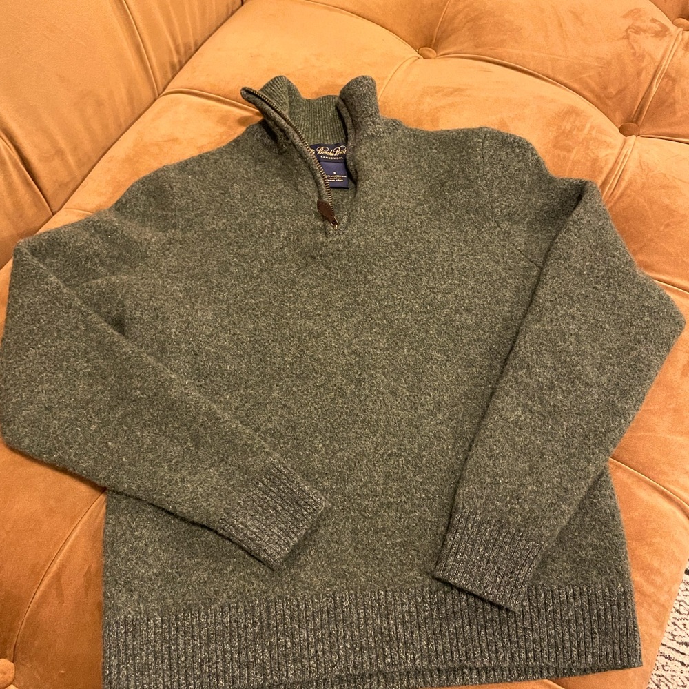 Brooks brothers boys lambswool zip sweater size S